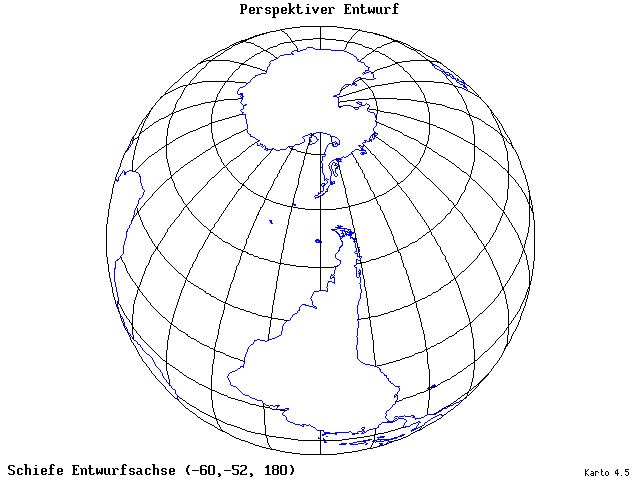 Perspective Projection - 60°W, 52°S, 180° - standard