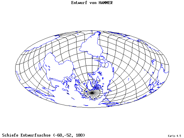 Hammer's Projection - 60°W, 52°S, 180° - standard