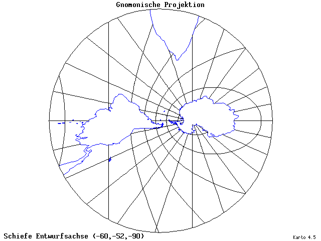 Gnomonic Projection - 60°W, 52°S, 270° - standard