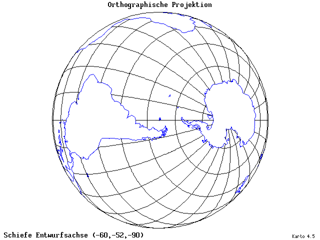 Orthographic Projection - 60°W, 52°S, 270° - standard