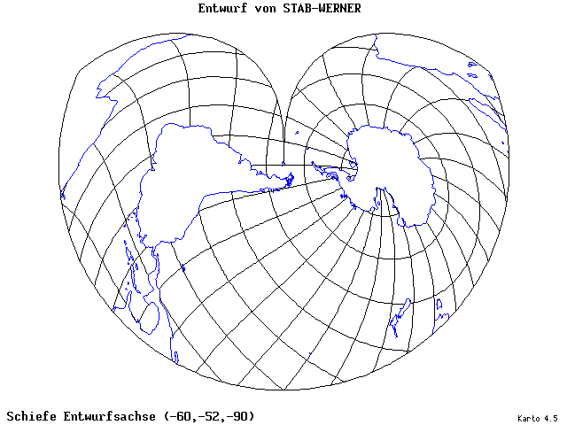 Stab-Werner Projection - 60°W, 52°S, 270° - standard