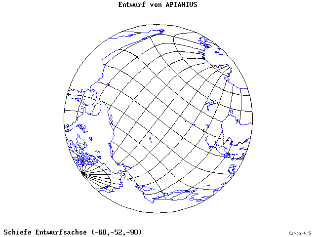 Apianius' Projection - 60°W, 52°S, 270° - standard