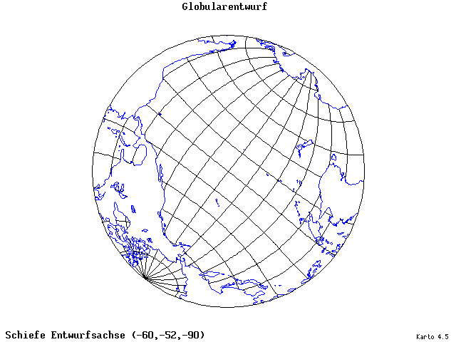 Globular Projection - 60°W, 52°S, 270° - standard