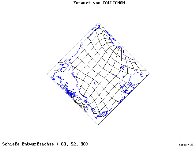 Collignon's Projection - 60°W, 52°S, 270° - standard