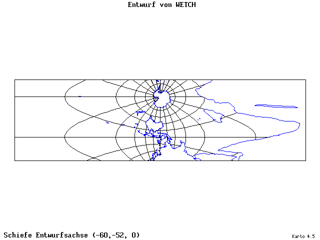 Wetch's Projection - 60°W, 52°S, 0° - wide