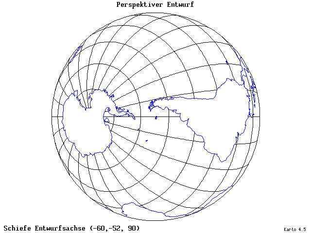 Perspective Projection - 60°W, 52°S, 90° - wide