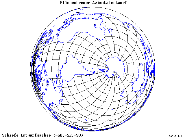 Azimuthal Equal-Area Projection - 60°W, 52°S, 270° - wide