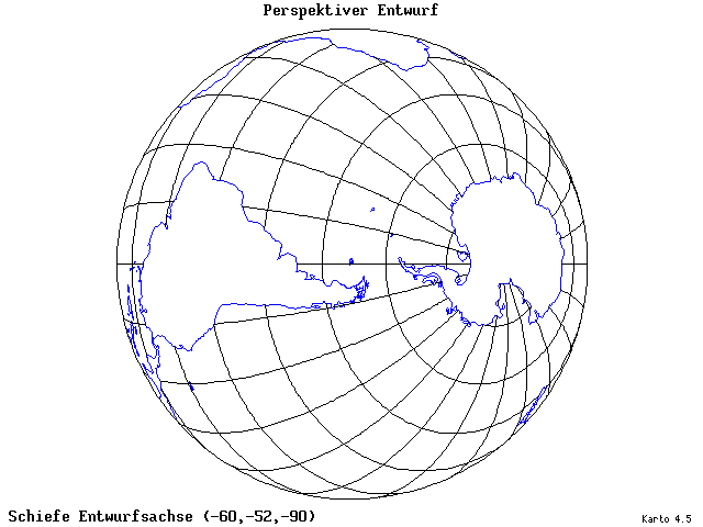 Perspective Projection - 60°W, 52°S, 270° - wide