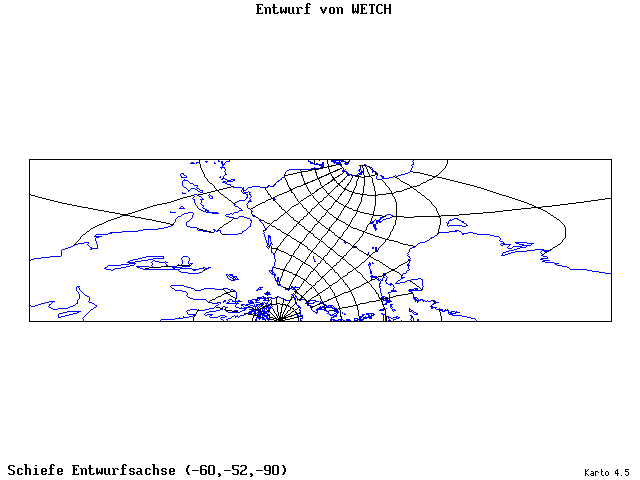 Wetch's Projection - 60°W, 52°S, 270° - wide