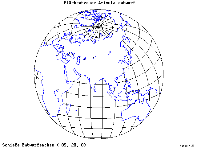 Azimuthal Equal-Area Projection - 85°E, 28°N, 0° - standard