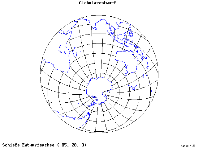Globular Projection - 85°E, 28°N, 0° - standard