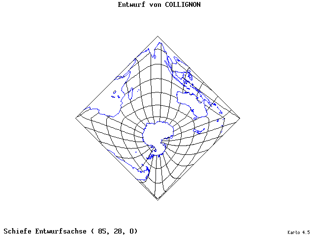 Collignon's Projection - 85°E, 28°N, 0° - standard