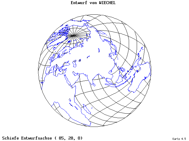 Wiechel's Projection - 85°E, 28°N, 0° - standard