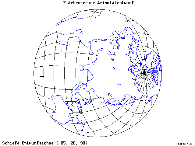 Azimuthal Equal-Area Projection - 85°E, 28°N, 90° - standard