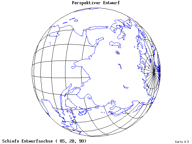 Perspective Projection - 85°E, 28°N, 90° - standard