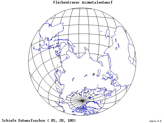 Azimuthal Equal-Area Projection - 85°E, 28°N, 180° - standard