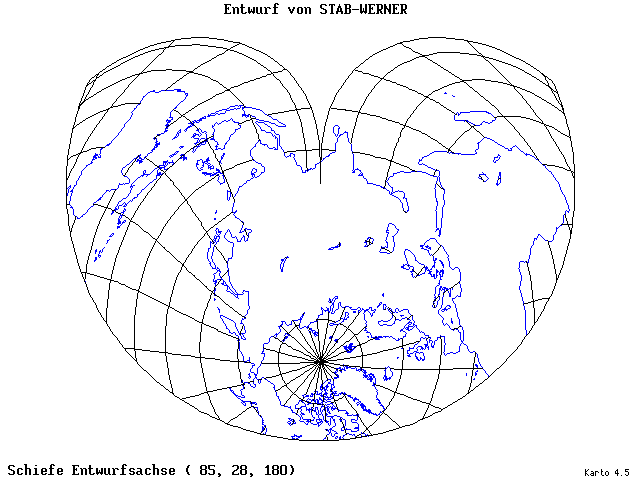 Stab-Werner Projection - 85°E, 28°N, 180° - standard