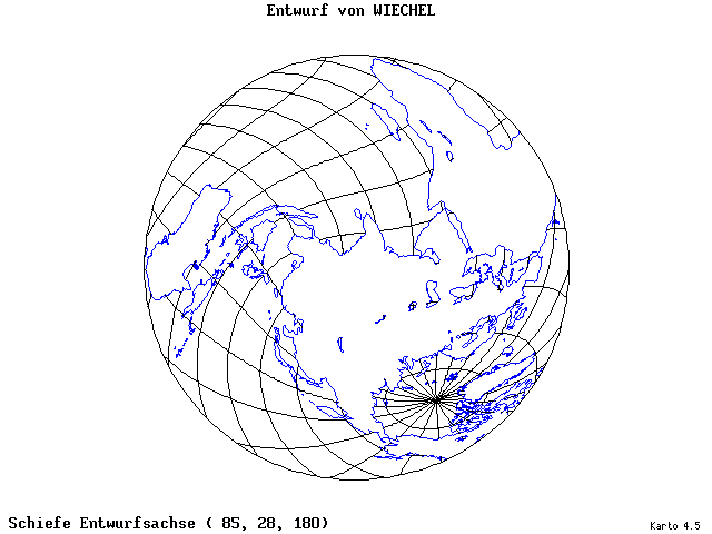 Wiechel's Projection - 85°E, 28°N, 180° - standard