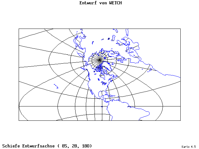 Wetch's Projection - 85°E, 28°N, 180° - standard