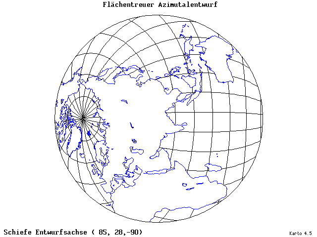 Azimuthal Equal-Area Projection - 85°E, 28°N, 270° - standard