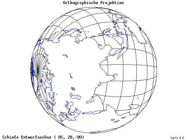 Orthographic Projection - 85°E, 28°N, 270° - standard