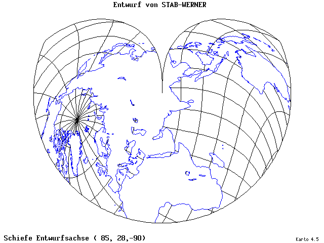 Stab-Werner Projection - 85°E, 28°N, 270° - standard