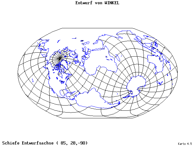 Winkel's Projection - 85°E, 28°N, 270° - standard