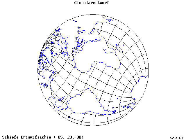 Globular Projection - 85°E, 28°N, 270° - standard