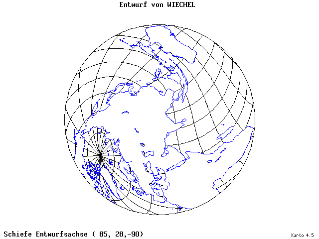 Wiechel's Projection - 85°E, 28°N, 270° - standard