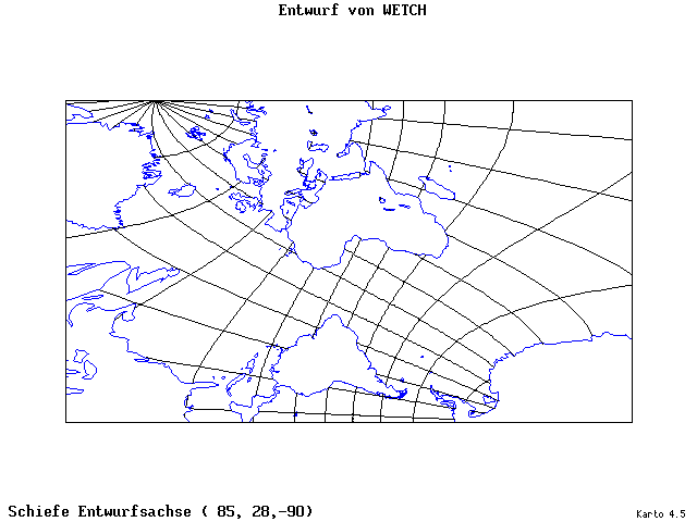 Wetch's Projection - 85°E, 28°N, 270° - standard