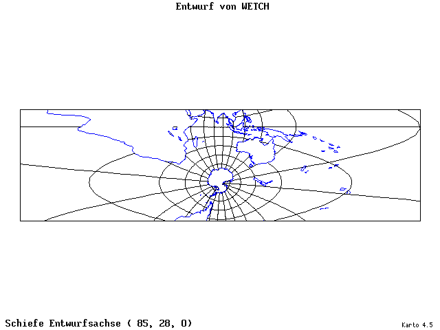 Wetch's Projection - 85°E, 28°N, 0° - wide