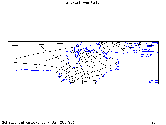 Wetch's Projection - 85°E, 28°N, 90° - wide