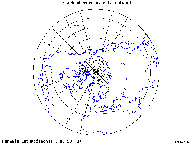 Azimuthal Equal-Area Projection - 0°E, 90°N, 0° - standard