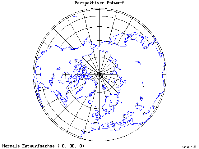 Perspective Projection - 0°E, 90°N, 0° - standard