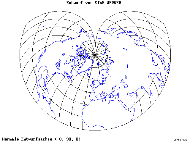 Stab-Werner Projection - 0°E, 90°N, 0° - standard