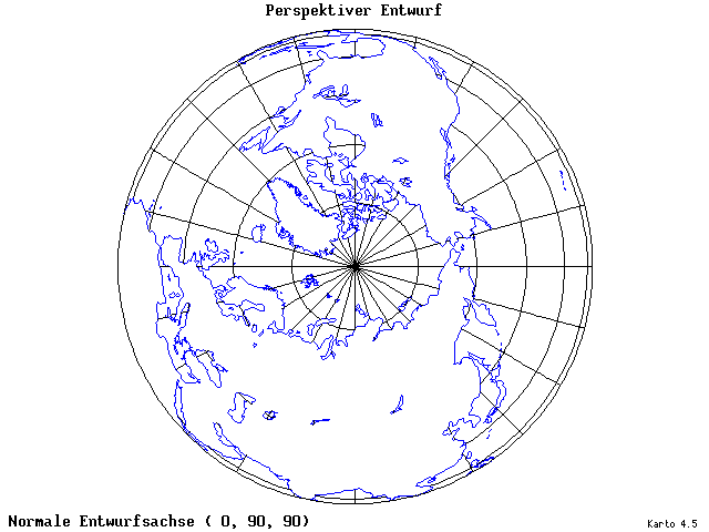 Perspective Projection - 0°E, 90°N, 90° - standard