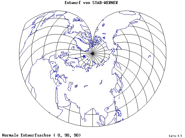 Stab-Werner Projection - 0°E, 90°N, 90° - standard