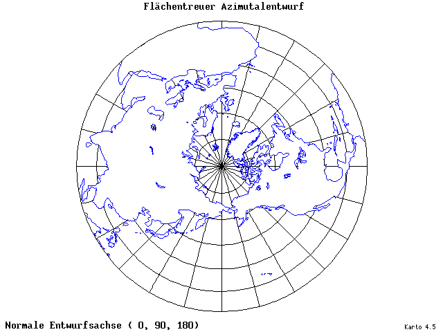Azimuthal Equal-Area Projection - 0°E, 90°N, 180° - standard