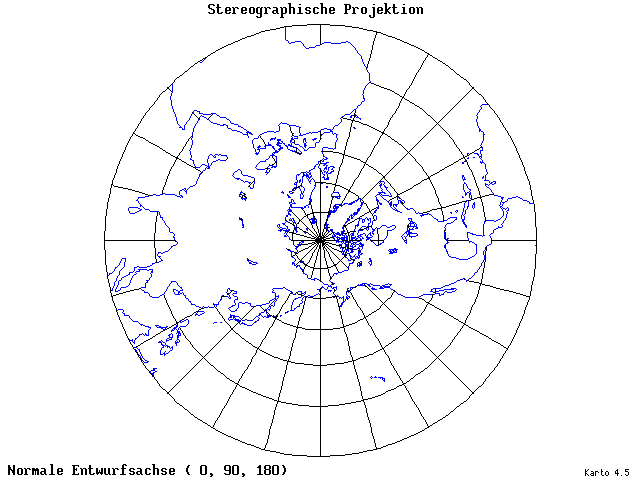 Stereographic Projection - 0°E, 90°N, 180° - standard