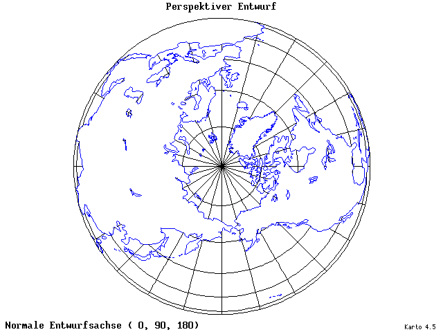 Perspective Projection - 0°E, 90°N, 180° - standard