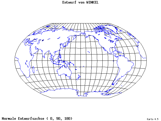Winkel's Projection - 0°E, 90°N, 180° - standard