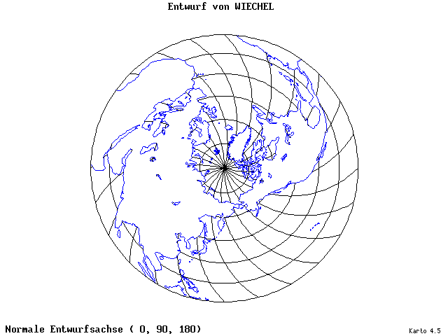 Wiechel's Projection - 0°E, 90°N, 180° - standard