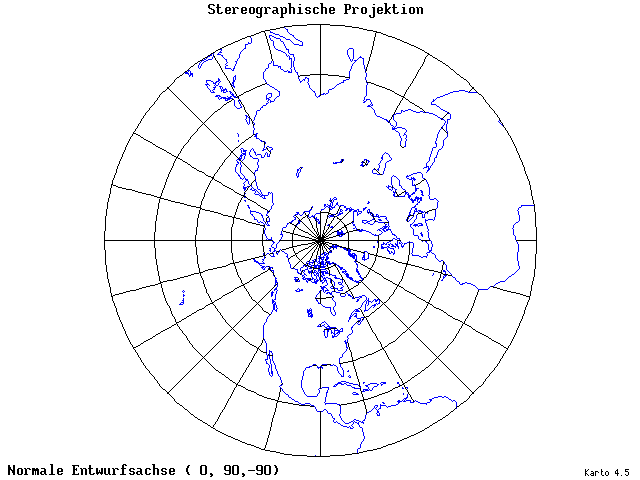 Stereographic Projection - 0°E, 90°N, 270° - standard