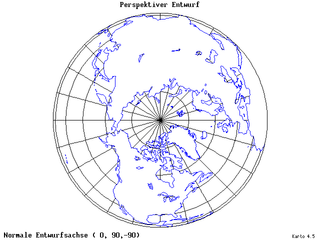 Perspective Projection - 0°E, 90°N, 270° - standard