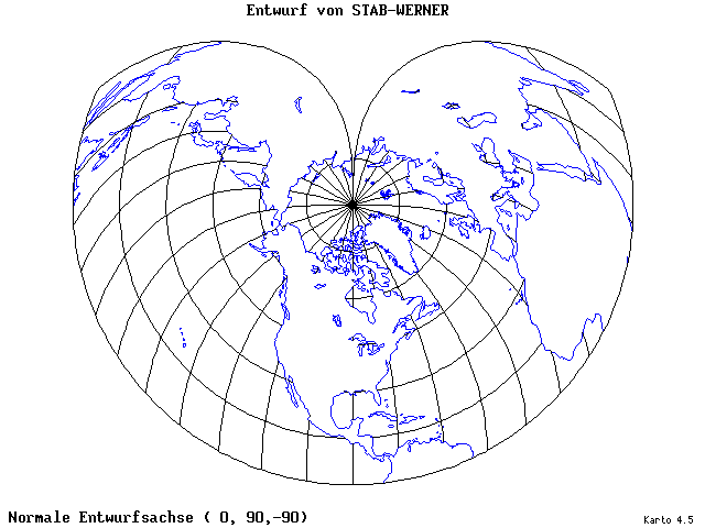 Stab-Werner Projection - 0°E, 90°N, 270° - standard