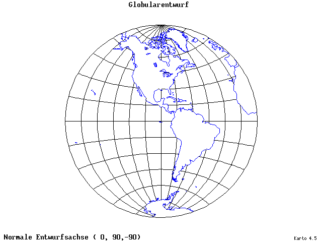 Globular Projection - 0°E, 90°N, 270° - standard