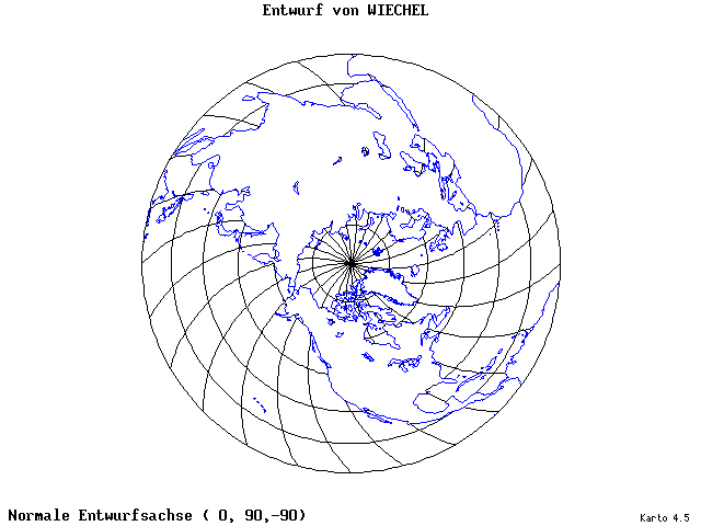 Wiechel's Projection - 0°E, 90°N, 270° - standard