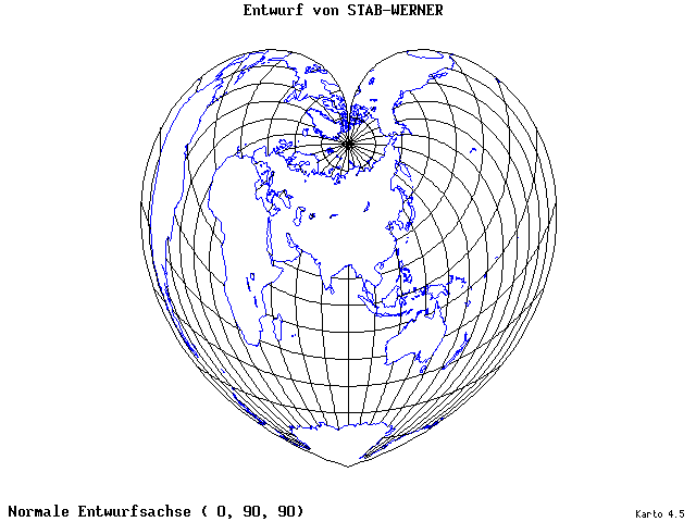 Stab-Werner Projection - 0°E, 90°N, 90° - wide