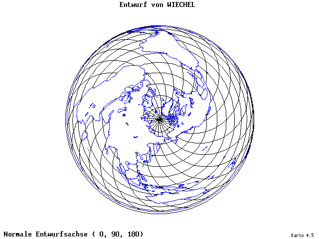 Wiechel's Projection - 0°E, 90°N, 180° - wide