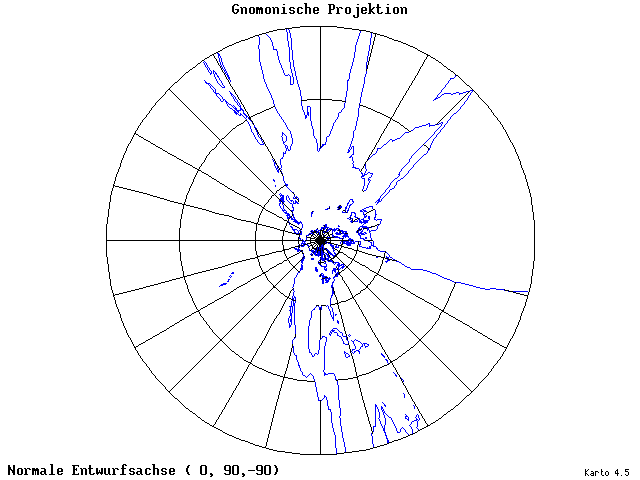 Gnomonic Projection - 0°E, 90°N, 270° - wide